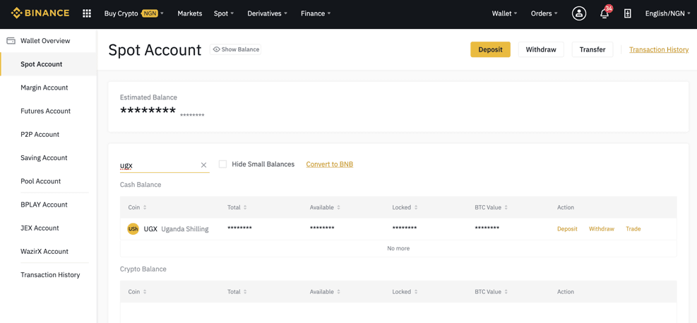 Zahlen Sie Ugandan Shilling (UGX) auf Binance ein und ziehen Sie es ab Zahlen Sie Ugandan Shilling (UGX) auf Binance ein und ziehen Sie es ab